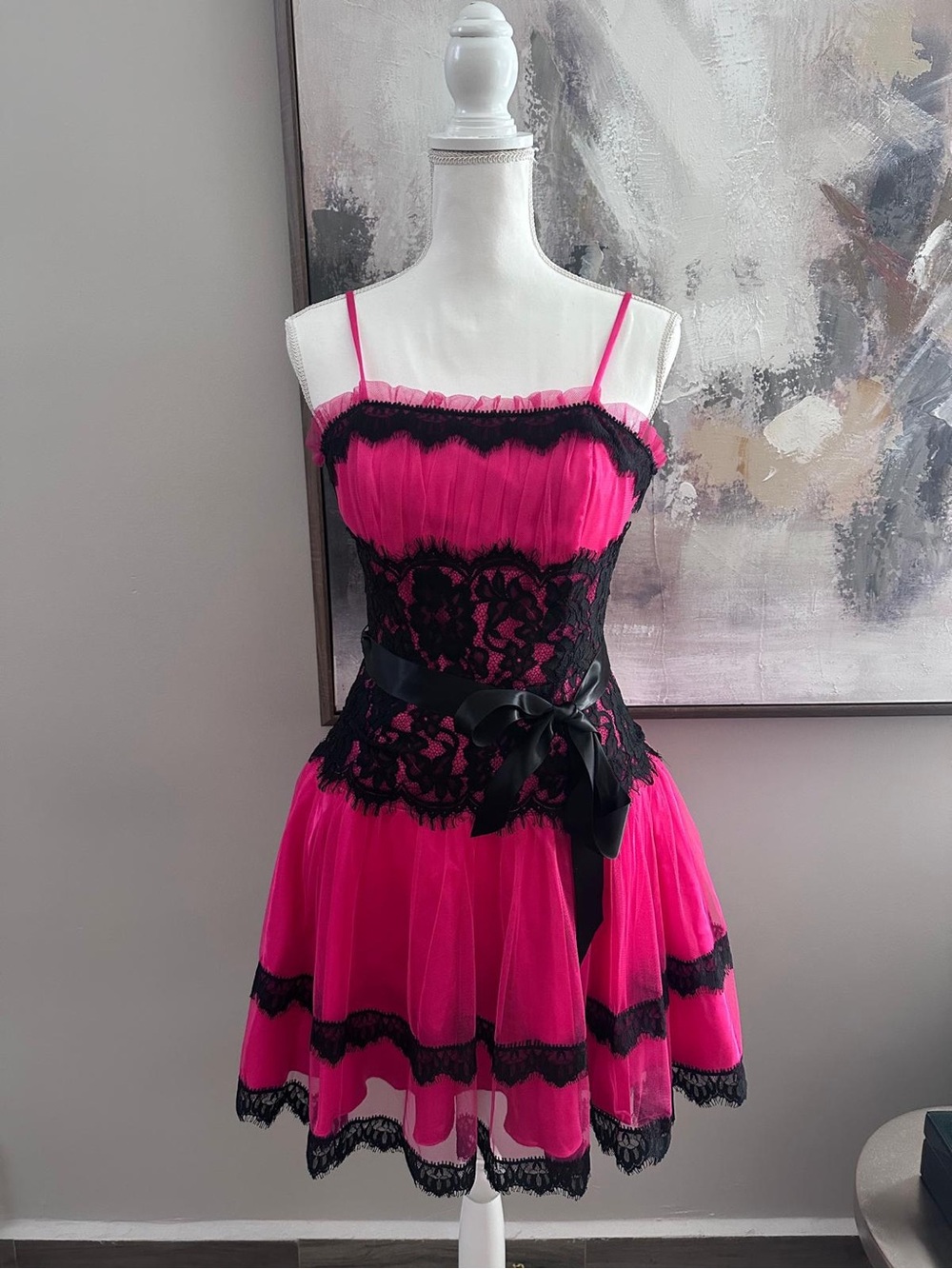 Aspeed Hot Pink and Black Lace Party Dress Cupcake dress Gothic